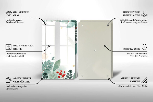 Copri piano cottura in vetro Foglie ad acquerello