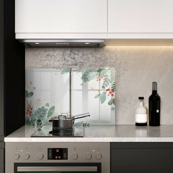 Copri piano cottura in vetro Foglie ad acquerello