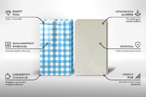 Copri piano cottura Motivo a quadretti blu e bianchi