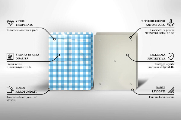 Copri piano cottura Motivo a quadretti blu e bianchi