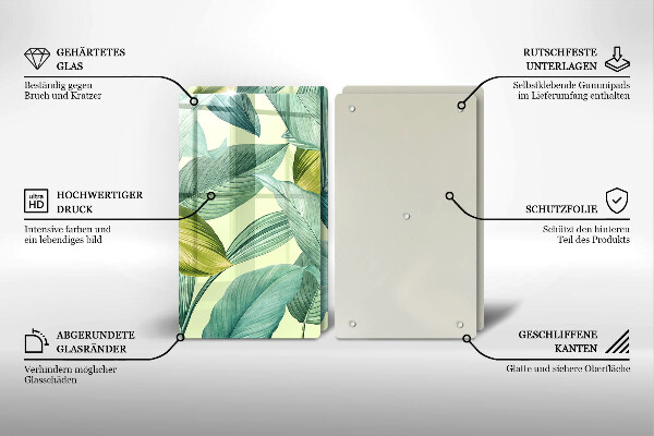 Copri piano cottura Foglie tropicali verdi