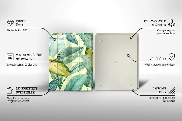 Copri piano cottura Foglie tropicali verdi