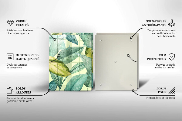 Copri piano cottura Foglie tropicali verdi