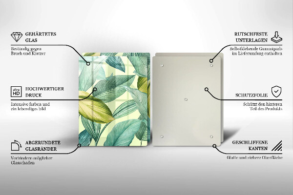 Copri piano cottura Foglie tropicali verdi