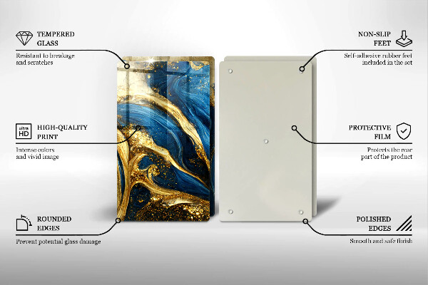 Copri piano cottura Marmo blu e oro