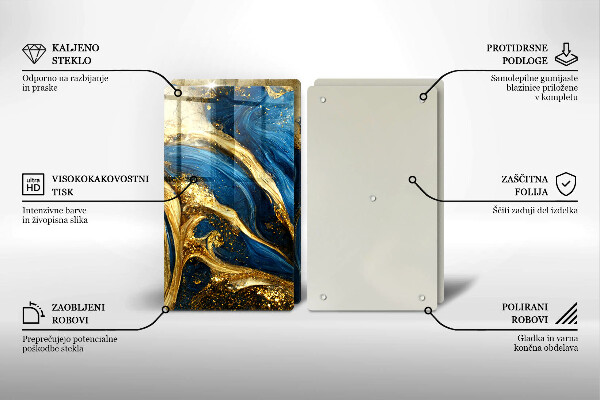 Copri piano cottura Marmo blu e oro