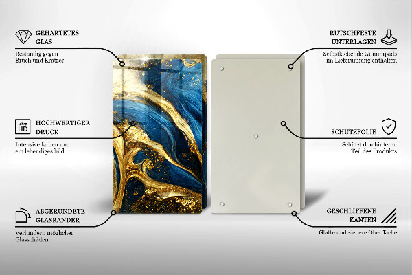 Copri piano cottura Marmo blu e oro