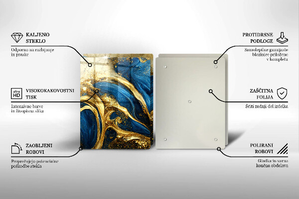 Copri piano cottura Marmo blu e oro