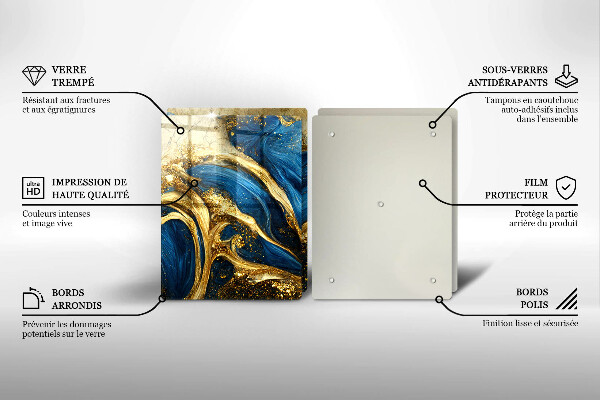 Copri piano cottura Marmo blu e oro