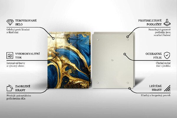 Copri piano cottura Marmo blu e oro