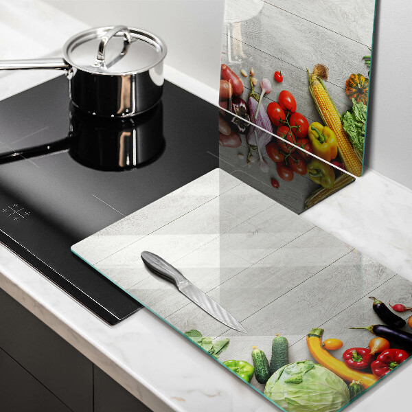 Copri piano cottura in vetro Verdure su tavole
