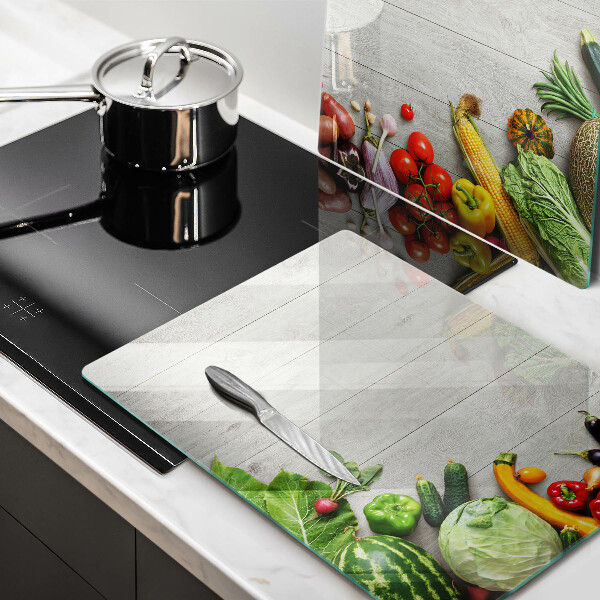 Copri piano cottura in vetro Verdure su tavole