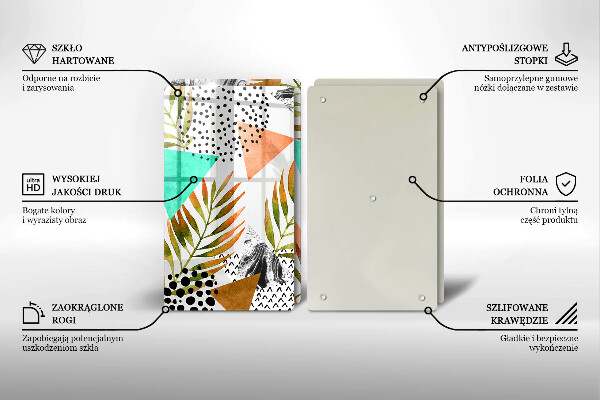 Copri piano cottura in vetro Modello di foglie Boho