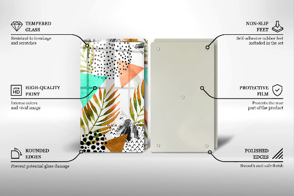 Copri piano cottura in vetro Modello di foglie Boho