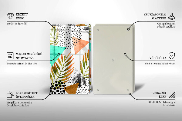 Copri piano cottura in vetro Modello di foglie Boho