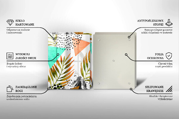 Copri piano cottura in vetro Modello di foglie Boho