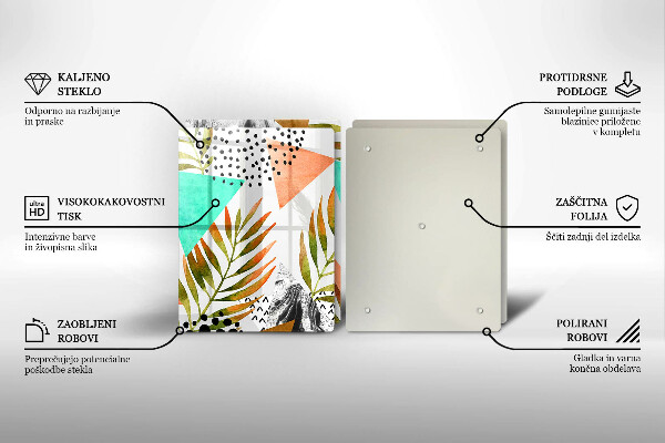 Copri piano cottura in vetro Modello di foglie Boho