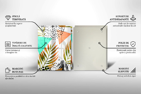 Copri piano cottura in vetro Modello di foglie Boho