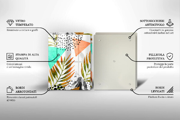 Copri piano cottura in vetro Modello di foglie Boho
