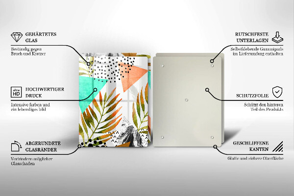 Copri piano cottura in vetro Modello di foglie Boho