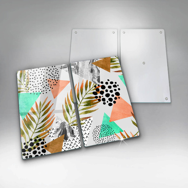 Copri piano cottura in vetro Modello di foglie Boho