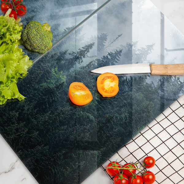 Copri piano cottura in vetro Alberi forestali e nebbia