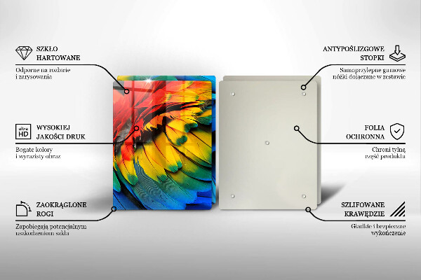 Copri piano cottura in vetro Piume di pappagallo colorate