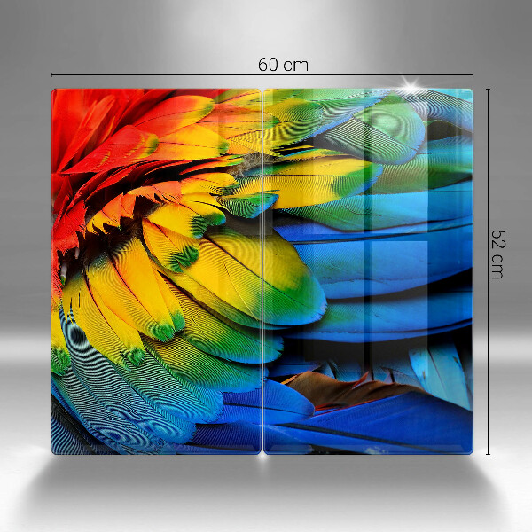 Copri piano cottura in vetro Piume di pappagallo colorate