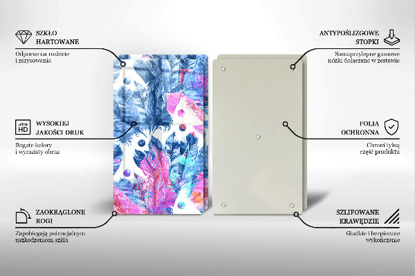 Copri piano cottura in vetro Illustrazione di piume boho