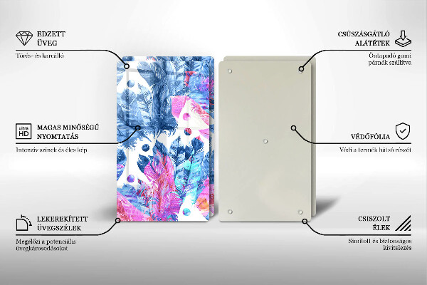 Copri piano cottura in vetro Illustrazione di piume boho