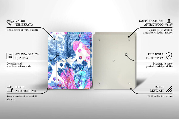 Copri piano cottura in vetro Illustrazione di piume boho