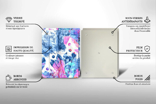 Copri piano cottura in vetro Illustrazione di piume boho