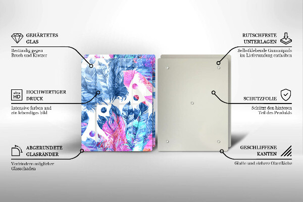 Copri piano cottura in vetro Illustrazione di piume boho