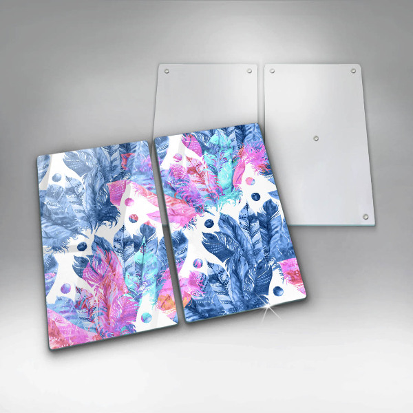 Copri piano cottura in vetro Illustrazione di piume boho