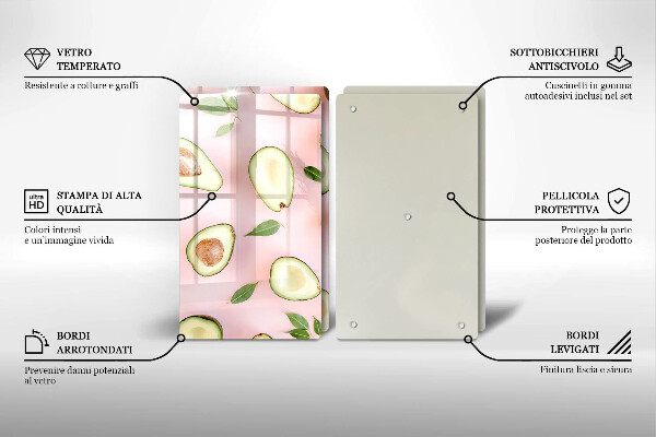 Copri piano cottura in vetro Modello di avocado