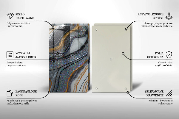 Copri piano cottura in vetro roccia con oro