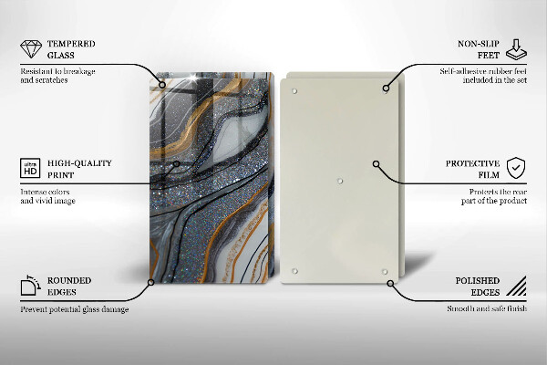 Copri piano cottura in vetro roccia con oro