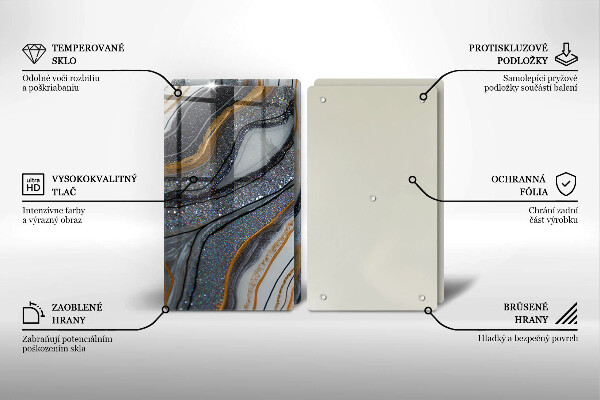 Copri piano cottura in vetro roccia con oro