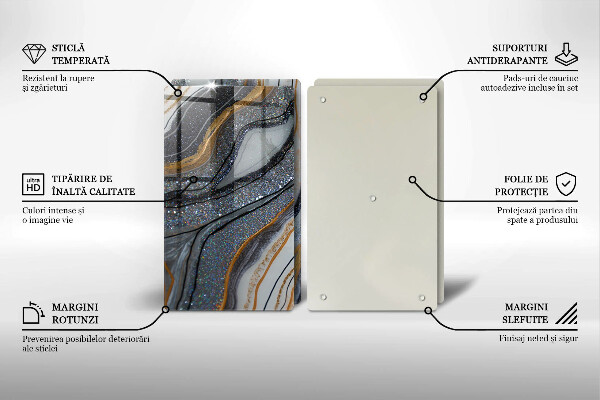 Copri piano cottura in vetro roccia con oro