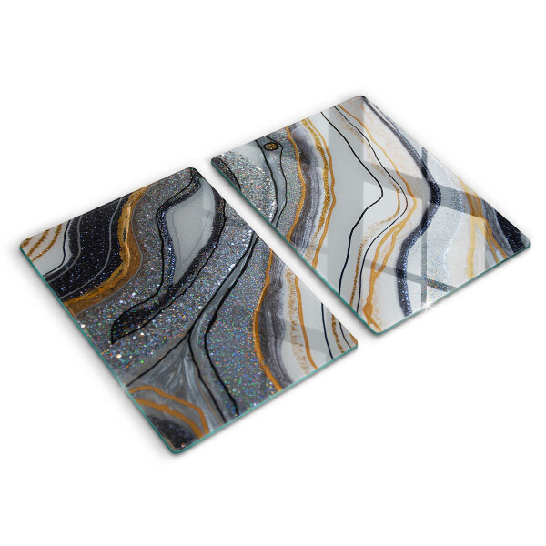 Copri piano cottura in vetro roccia con oro