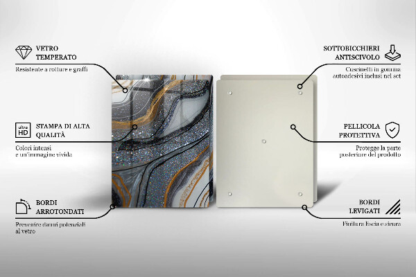 Copri piano cottura in vetro roccia con oro