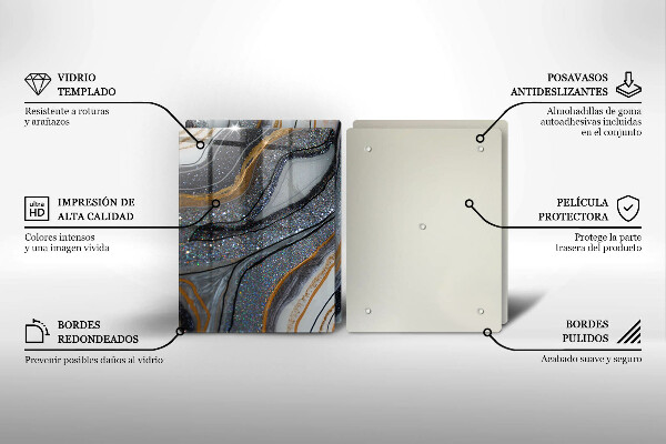 Copri piano cottura in vetro roccia con oro