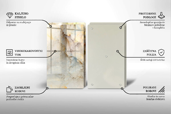 Copri piano cottura in vetro Struttura in marmo con oro