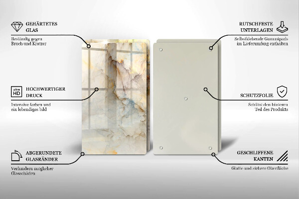 Copri piano cottura in vetro Struttura in marmo con oro