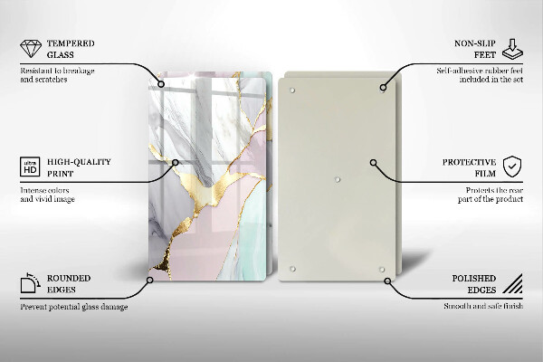 Copri piano cottura in vetro Marmo pastello