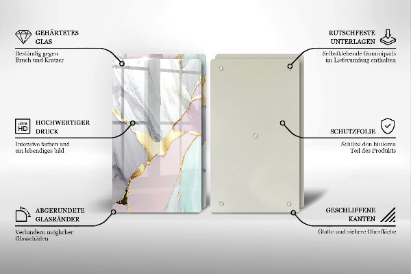 Copri piano cottura in vetro Marmo pastello