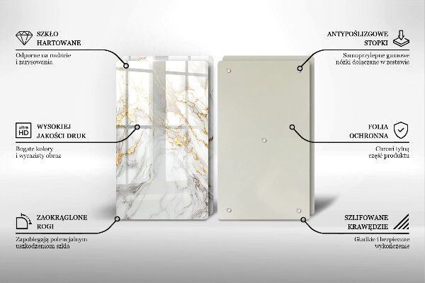 Copri piano cottura in vetro Marmo chiaro con oro