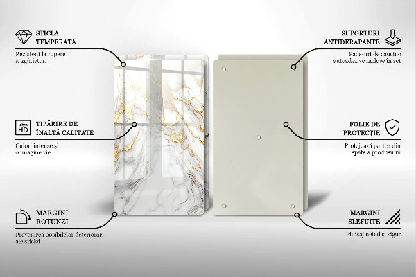 Copri piano cottura in vetro Marmo chiaro con oro