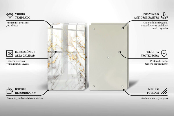 Copri piano cottura in vetro Marmo chiaro con oro