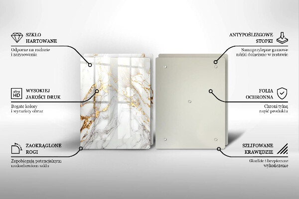 Copri piano cottura in vetro Marmo chiaro con oro